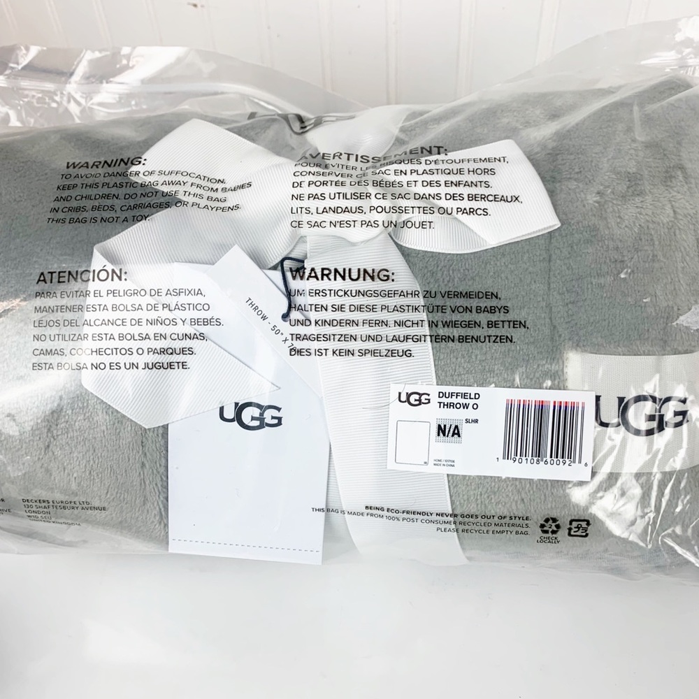 UGG Australia Plush Throw Gray 50”X 70” - Picture 4 of 4